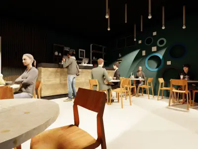 small cafe Low-poly 3D model