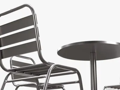 Light Outdoor Round Dining Table with Chairs 3D model