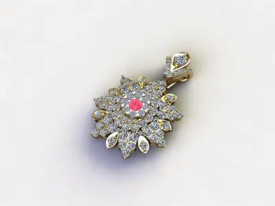 Diamond pendant cad file design 3D model