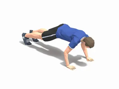 rock climber-pushups Exercise Man Animation Low-poly 3D model