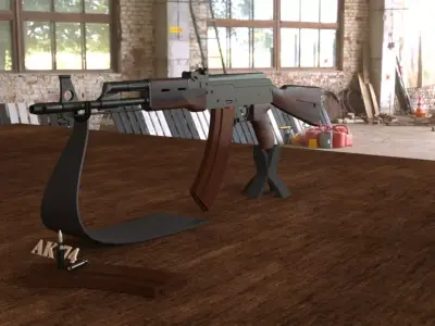 Russian AK-74 Assault Rifle 3D Model Low-poly 3D model