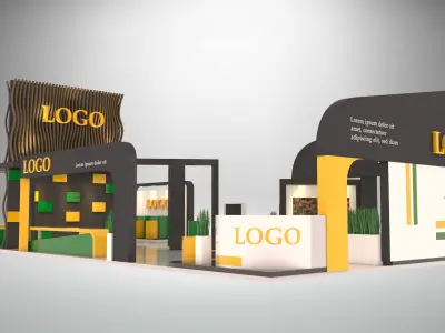 EXHIBITION-Booth-18x9 trade show booth with accents 3D model