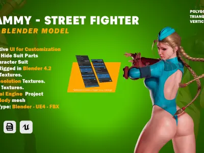 Cammy White - Game Ready 3D model - UE4 Low-poly 3D model