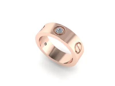 Women diamond ring 3D render 3D print model get