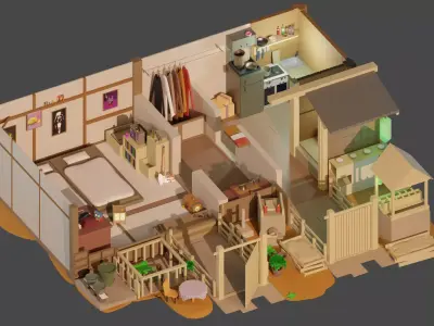 oriental house Free low-poly 3D model