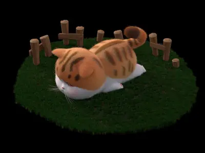 Cartoon cute fat cat 3D model