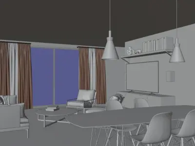Modern Living Room Free 3D model