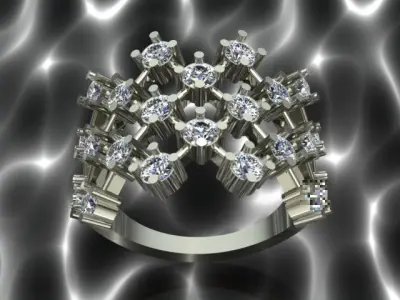 Honeycomb Style Diamond Golden Ring 3D print model