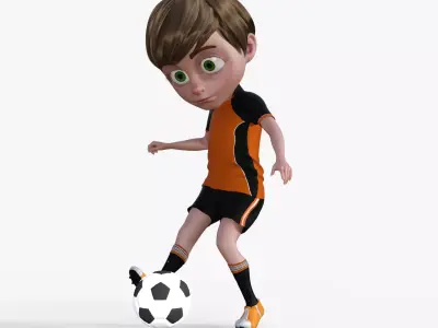Cartoon Footballer Boy Rigged 3D model