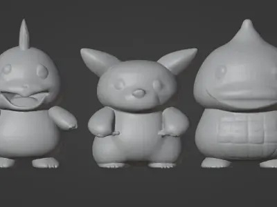 Pokemon Starter Trio 3D Print Model 3D print model