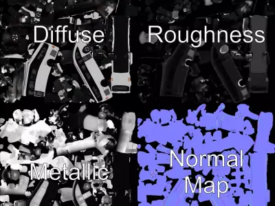 Futuristic White Bus model pack Low-poly 3D model