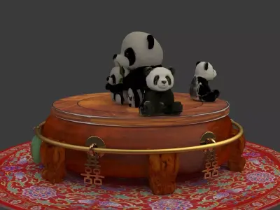Chinese panda  doll 3D model