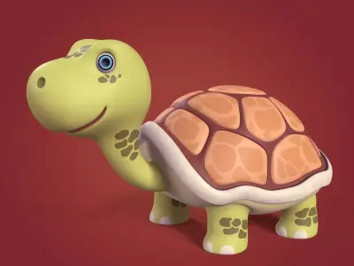 Cartoon Turtle -- Rigged Low-poly 3D model