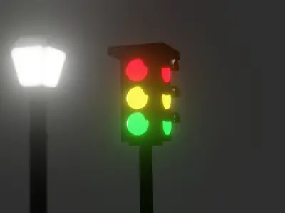 Streetlights 3D Model Pack  Game-Ready Low Poly  Free low-poly 3D model