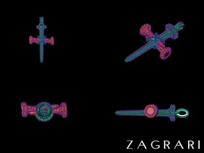 Diamond Cross Necklace 3D print model