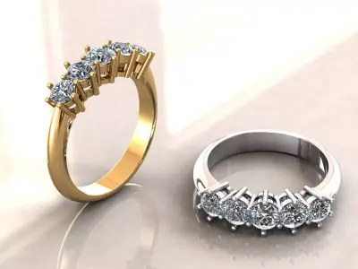 Riviera Ring Five Stones 3D print model