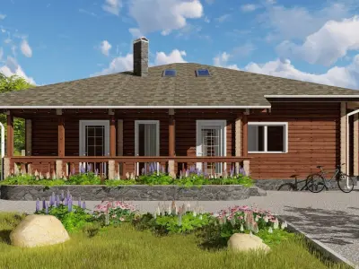 3D model of a wooden house 3D model get
