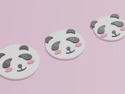 Cartoon Cute Panda Head Low-poly 3D model