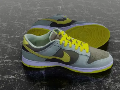 NIKE DUNK 3D SHOES - YELLOW Low-poly 3D model