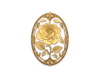Classic oval carved decor ornament 04 3D model