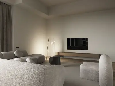 Living room and kitchen 3D model purchase