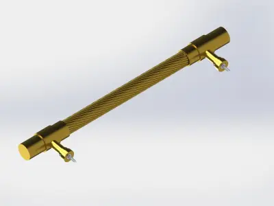 500mm Pull Handle With Technical Drawing and Montage Guide 3D model