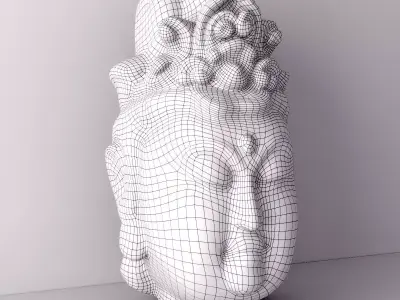 Antique Wood Quan Yin Head 3D model