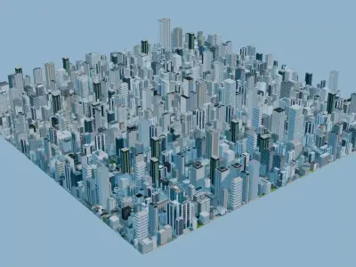 City Downtown Skyscraper Street 09 - DAY Low-poly 3D model