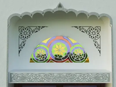 Qamaria stained glasses and Yemeni classic window Low-poly 3D model