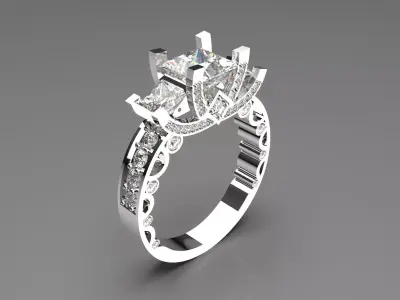 gold diamond ring jr00036 3D print model
