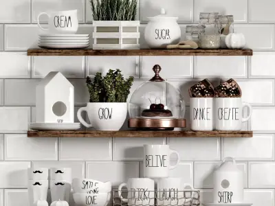 Kitchen decor set 3D model purchase