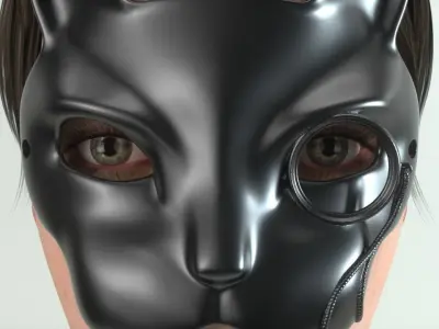 Carnival Mask - Cat with monocle 3D print model