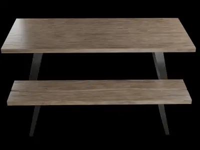 Dining Table Set-08 Low-poly 3D model
