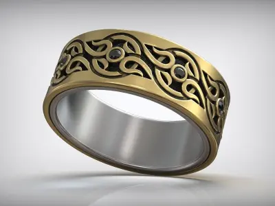 Viking Pattern Wedding Diamons Ring 3D print model