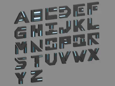 Cyberpunk 3D Alphabet Vol 01 Neon Only Low-poly 3D model