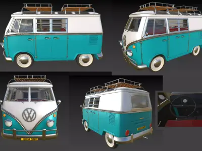 VW Camping Bus Cartoon 3D model