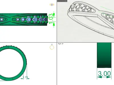 Weddin gand half eternity 3D print model