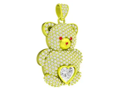 A7831 Luxury Teddy Bear Pave Pendant with Heart Design 3D print model