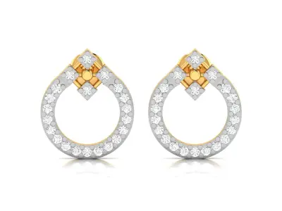 Earrings-3080 diamond hoop earring gold 3D print model