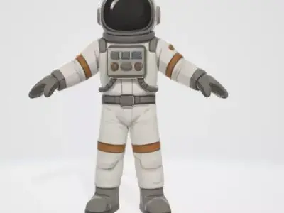 Cartoon astronaut Free low-poly 3D model