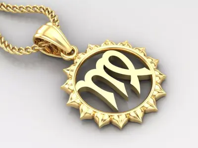 Sun Virgo Light Gold Pendant Version 7 3D print model