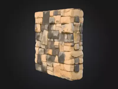 Stone Fortress Seamless Tile Low-poly 3D model