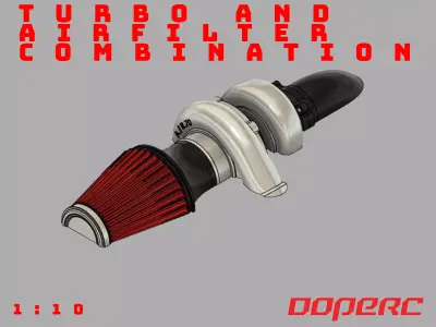 1to10 RC Turbo and Airfilter Combination Half 3D print model