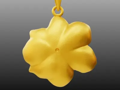 Magnolia Flower Pendant Gold Jewelry Vintage Jewelry 3D model