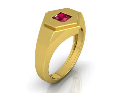 Ruby Stone Mens Ring  3D print model