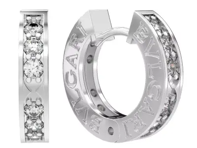 G0157 gold hoop earrings with diamonds 3D print model