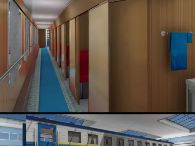 Passenger Trains Interiors - 5 Scenes 3D Model Pack