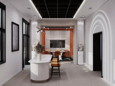 Office interior design 3D model 3D model purchase