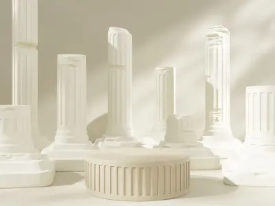 Old Roman columns and a podium 3D model
