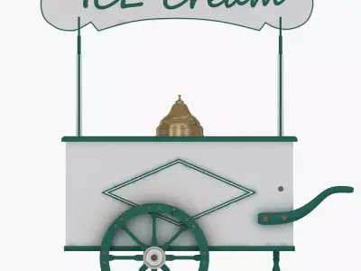 Old Ice Cream Cart Low-poly 3D model